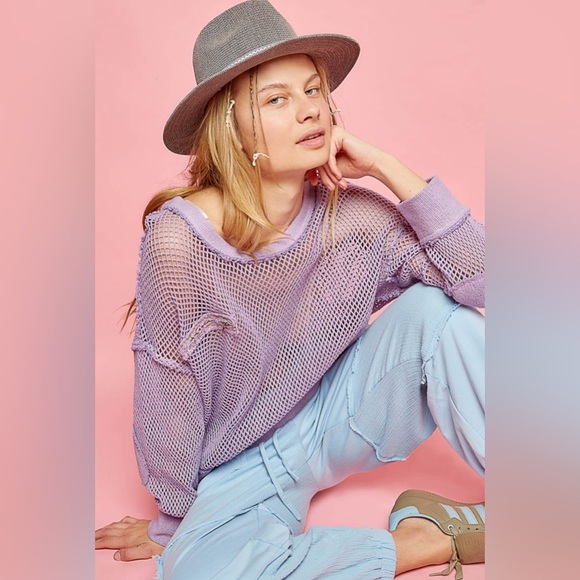 POL Tops - POL See The World Knit Top in Purple
